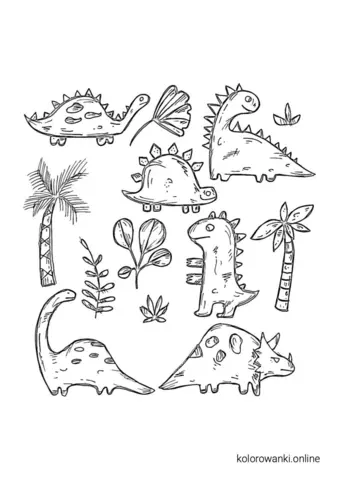 kolorowanka z dinozaurami