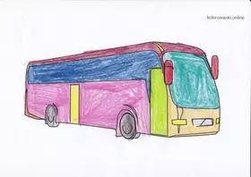 autobus kolorowanka pokolorowana