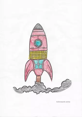 rakieta kolorowanka pokolorowana