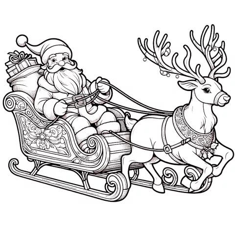 światy mikołaj sanie renifer kolorowanka
